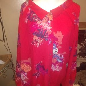 Brand Free people frock button down high low blouse